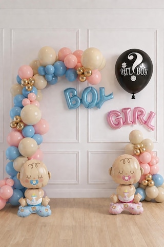 Cinsiyet Belirleme Parti Seti Boy Girl Temalı Konsept 5 Pembe-mavi