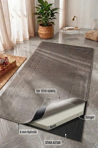 Lüks Tay Tüyü Seccade - 8 Mm Kalın Süngerli Ortopedik 70x120 Cm Taşıma Çantalı Çok Renkli