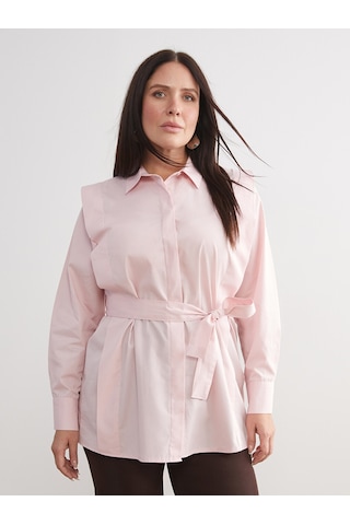 Lcwaıkıkı Classic Pembe Kuşaklı Kadın Gömlek Tunik