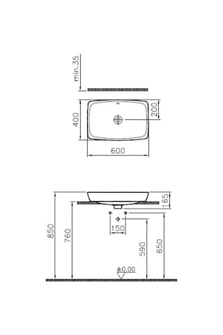 VitrA Metropole 5668B003-0012 Çanak Lavabo - 60 CM