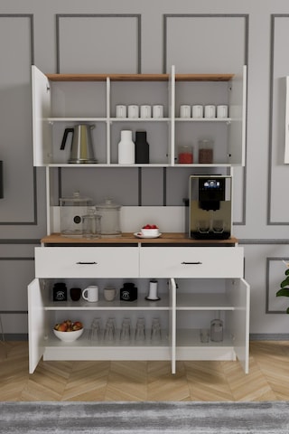 Elmas Kahve Köşesi Çok Amaçlı Dolap Beyaz Atlantik Çam Beyaz Atlantik Çam