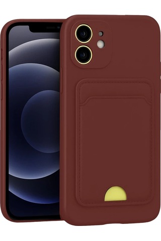Mey İthalat Apple iPhone Uyumlu - 11 Kılıf Kelvin Kartvizitli Silikon - Bordo Diğer