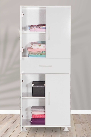 Atlas Çok Amaçlı Raflı Ve Çekmeceli Dolap Mutfak & Banyo Beyaz Beyaz