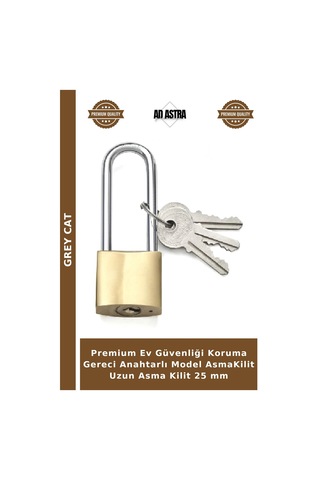 Premium Ev Güvenliği Koruma Gereci Anahtarlı Model Asmakilit Uzun Asma Kilit 25 Mm