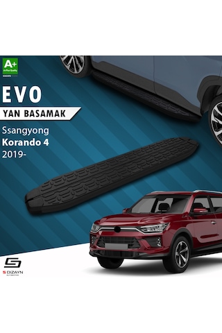 S-dizayn Ssangyong Korando Evo Siyah Yan Basamak 183 Cm 2019 Üzeri