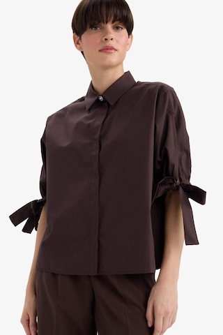 Defacto Regular Fit Bağlama Detaylı Poplin Uzun Kollu Gömlek F9139ax25wnbn220 Kahve