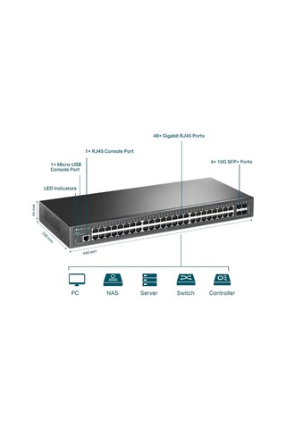 TP-LINK TL-SG3452X JETSTREAM 48 PORT GIGIBAIT 4 PORT GIGABIT L2 YONETİLEBİLİR SWITCH
