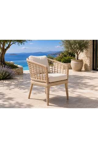 Rattan Bahçe Mobilyası Perla Model 6 Kişilik Krem