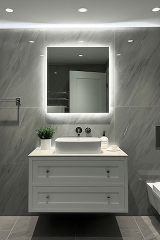 Digital Hayat Rgb Led Işıklı Kare Ayna Dekoratif Banyo Makyaj Aynası Sınırsız Renk Çok Renkli