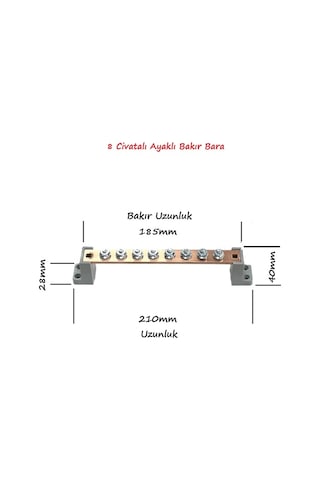 Meepo 20x4mm, 8 Civatalı Faz nötr Ayaklı Bakır Bara 250 amper AC DC Solar Bara Busbar