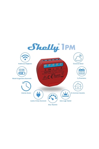 Shelly 1Pm - Akıllı Wi-Fi Röle Anahtar 16A