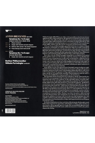 Wilhelm Furtwängler Berliner Philharmoniker - Bruckner: Symphony No. 7 / Plak