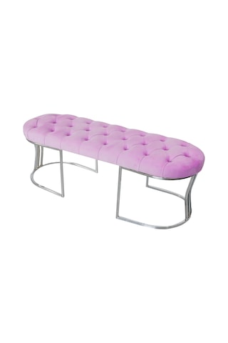 VİEGO SILVER PEMBE-Kapitoneli Model Puf&Bench&Koltuk-Oturak-Uzun Makyaj Puff-Yatak Odası Ucu&Önü