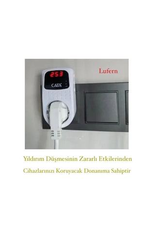 Premium Dijital Akım Korumalı Tekli Priz Tv Bilgisayar Led Göstergeli Ekran Çocuk 4000 Watt Güvenli Standart