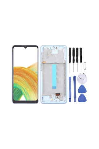 Samsung Uyumlu Galaxy A33 Oled Lcd Ekran Dokunmatik Full Çıtalı Tam Boyutlu Mavi Sm-a336