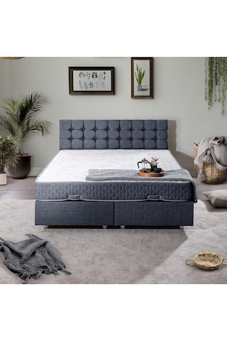 Venedik Çift Kişilik Baza Başlık Letto Yatak Seti - Lacivert 160 x 200