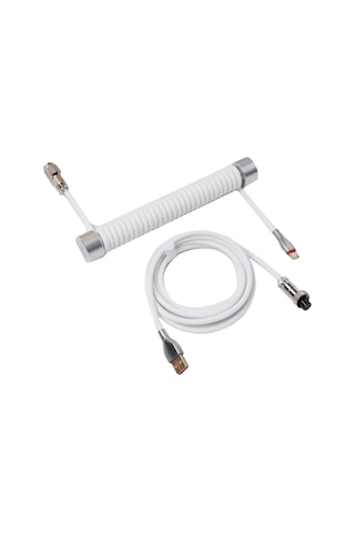 Gravastar Sarmal Aviator Usb To Type-c Mekanik Klavye Uyumlu Oyuncu Kablosu, 1.85m, Beyaz