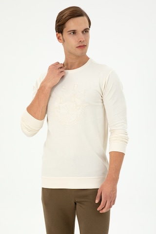 U.S. Polo Assn. Erkek Regular Fit Bisiklet Yaka Krem Sweatshirt 50290582-VR071