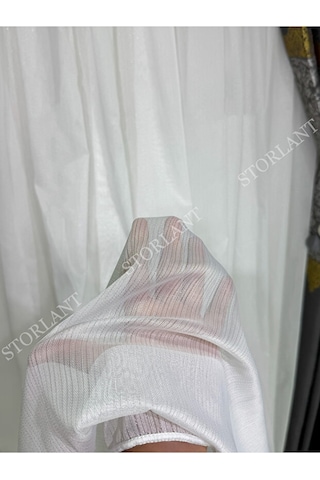 Simli Bambu Ağır Gramajlı 1/3 Sık Pileli Ütü İstemez Tül Perde Yoğun Dokulu Premium Bambu Kırık Beyaz