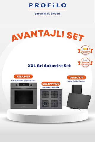 Profilo FXSA243F - OE36P9P10D - DVK6J479 Gri Xxl Fırınlı Buharlı Ankastre Set