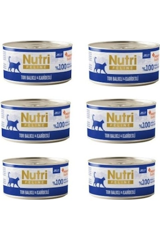 Nutri Feline Gurme Seri: Karidesli & Ton Balıklı Jöleli Tahılsız Yaş Mama 6x70g