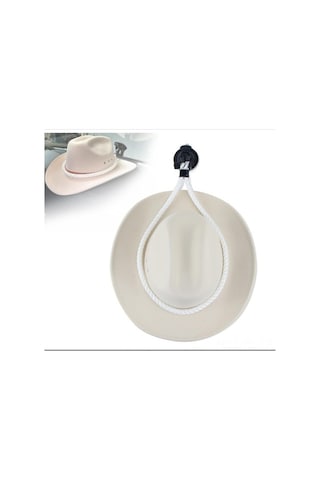 Pazly Dayanıklı Araç Şapka Askısı - Vakumlu Kapı Kancası, 90cm Gri Kordon, Pratik Taşıma Çözümü