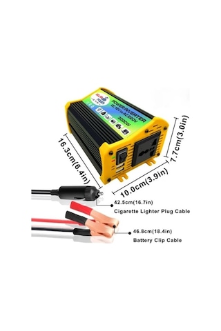 Pazly 3000w Modifiye Sinüs İnvertör - 220v Çıkış, 2 Usb, Çoklu Koruma, Hafif Kompakt