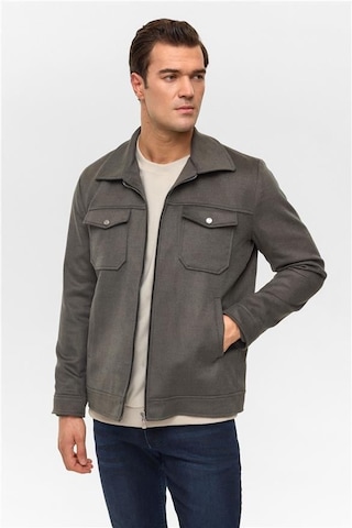 Haki Slim Düz Sivri Yaka Mont Haki