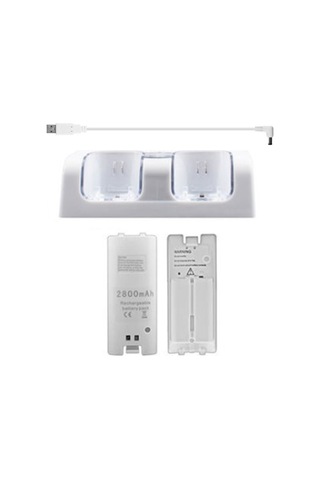 Xiyyadms Wii Kumanda Şarj İstasyonu - 2 Adet 2800mah Pil Ve Hızlı Şarj Desteği Beyaz