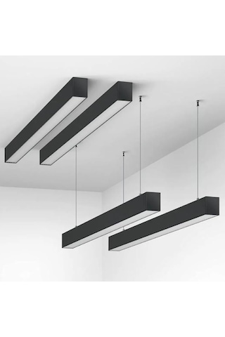 Lekoled Led Sarkıt Linear Aydınlatma 100 Cm Beyaz Işık 6500 K 5x8cm Aluminyum Siyah Kasa 6500k Beyaz Çok Renkli
