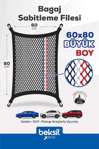 Beksit Drıve Renault, Peugeot, Citroen Model Özel Renkli Tasarım Bagaj Sabitleme Filesi (60x80 cm) (Fransa)