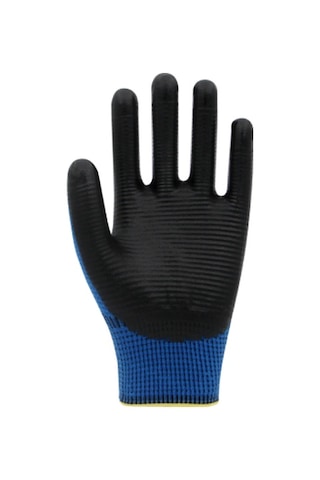 Beybi PN5 Zebra Polyester Örme Nitril İş Eldiveni 12 Çift – Mavi - Siyah