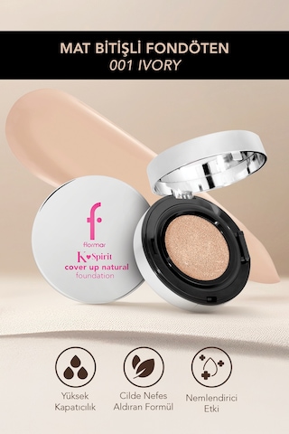 Flormar K-Spirit Cover Up Yüksek Kapatıcı & Uzun Süre Kalıcı Yarı Mat Bitişli Fondöten 001 Ivory