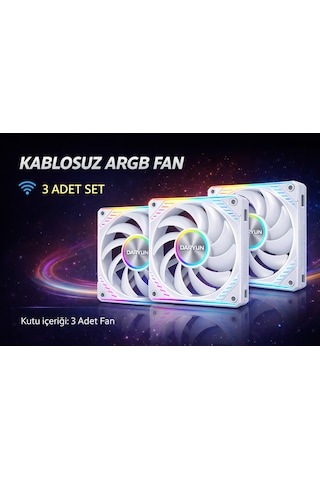 Daryun Dy-wl99 Wıreless 3x120mm Beyaz Kasa Fanı 120mm Fan