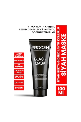 Procsın Siyah Nokta Giderici Aktif Kömürlü Siyah Maske 100 ML