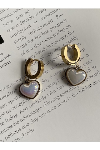 Vintage Kalp Sallantılı Çelik Kararmaz Gold Kaplama Küpe Çifti