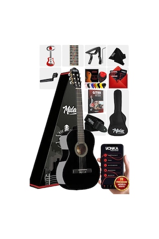 Midex Cg-270bk Siyah Klasik Gitar 4/4 Yetişkin Boy Sap Ayarlı Full Set