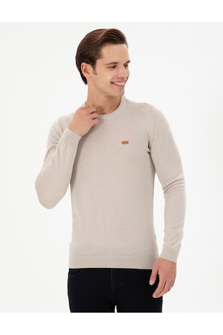 U.S. Polo Assn. Erkek Slim Fit Bisiklet Yaka Taş Melanj Kazak 50297040-VR225