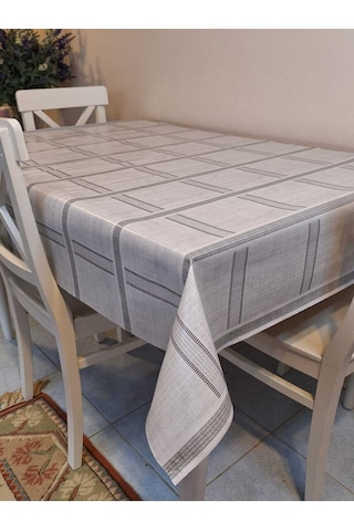 Elyaflı Pvc Masa Örtüsü Modern, Dayanıklı, Silinebilir Ve Şık Görünüm Mrl156 Gri