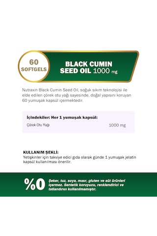 Nutraxin Black Cumin Seed Oil 1000 Mcg 60 Kapsül