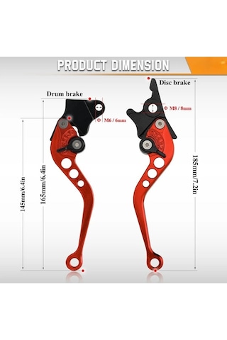 Reedark Motor Güç Kontrol Seti: Sol-sağ Fren Ve Debriyaj Kolu, Çok Seviyeli Ayarlanabilir, Ön Disk-arka Trommel, Kırmızı Kırmızı