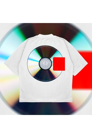 Startmore Yeezus Cd Tee Oversize Unisex Pamuklu Nefes Alan Kalın Kumaşlı Beyaz