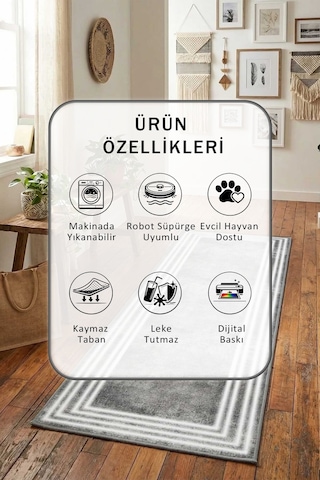 Yıkanabilir Yolluk 60 Beyaz