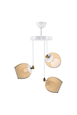 Üçlü Blanco Modern Avize Bal Camlı Beyaz