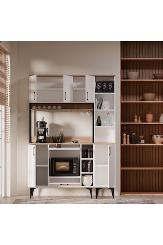 MEZZA SET 5260-5261 COFFEMATE Kahve Köşesi Çok Amaçlı Dolap Kiler Mutfak Dolabı Sepet Beyaz