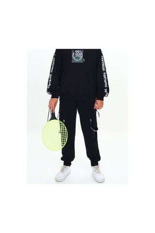 Erkek Çocuk Yumuşak Dokulu Kargo Cepli Eşofman Altı-14545 Siyah