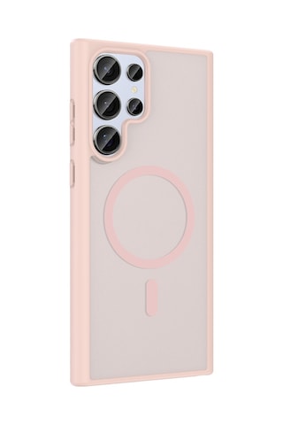 Zore Samsung Galaxy Uyumlu S23 Ultra Kılıf M-safe Şarj Özellikli Zore Babet Kapak - Pembe