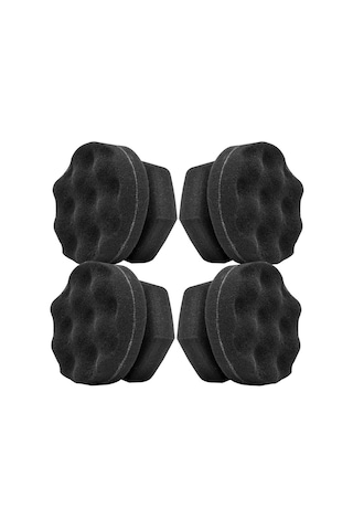 Padalink 11cm Büyük Boy Dalgalı Desenli Lastik Parlaklatma Spongesi - El Tutulu, Yüksek Kaliteli Köpük, Tekrarlı Kullanım - Siyah, 4 Adet Seti