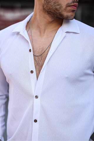Tex Republic Erkek Beyaz Fitilli Ottoman Gömlek Beyaz