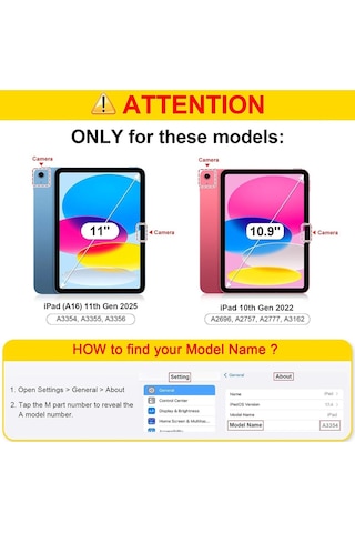İpad Uyumlu 11 A16 2025 10. Nesil 10.9 Kılıf Akıllı Smart Kalem Bölmeli + Ekran Koruyucu + Kalem